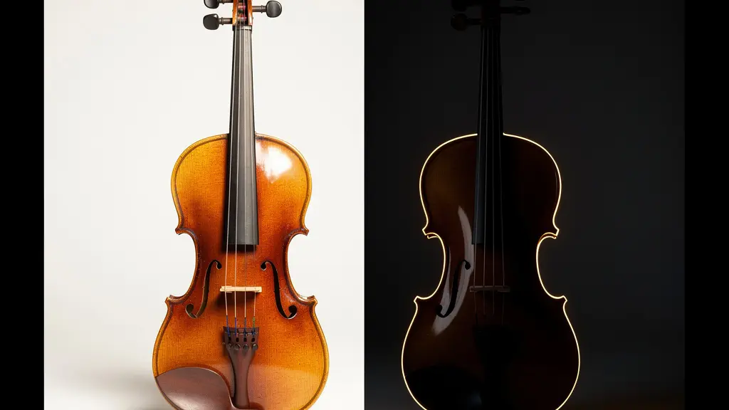 Composition artistique montrant deux violons côte à côte avec éclairage contrasté symbolisant le dilemme signature versus sonorité
