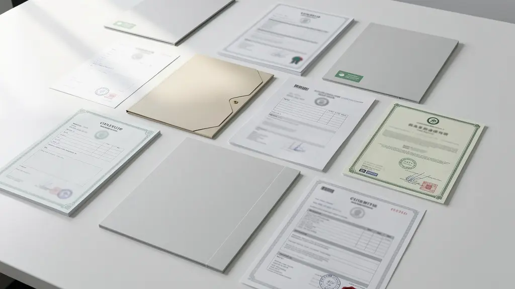 Arrangement minimaliste de documents administratifs pour le transport international d'œuvres d'art