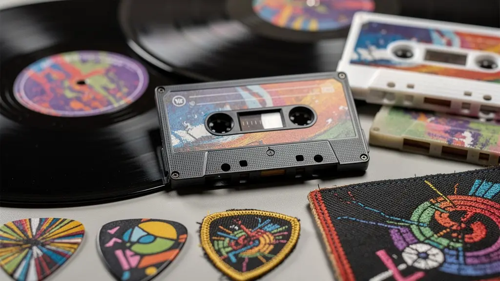 Collection de merchandising musical indépendant avec vinyles colorés et objets collectors