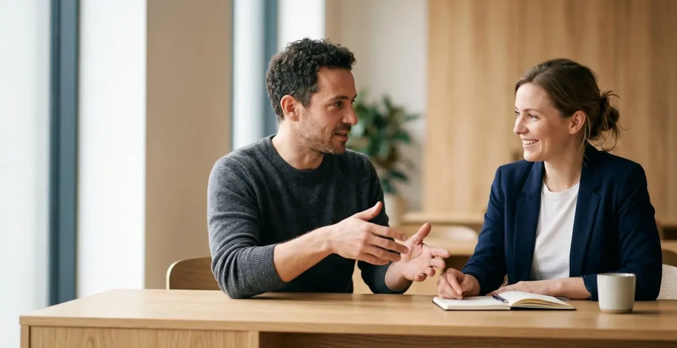 Designer UX collaborant avec un développeur front-end sur l'architecture technique d'une interface