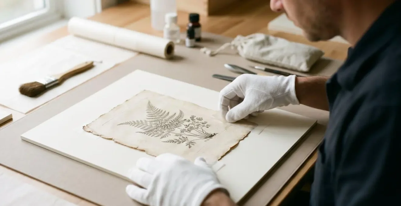 Technique de montage flottant sur passe-partout de conservation pour gravure ancienne